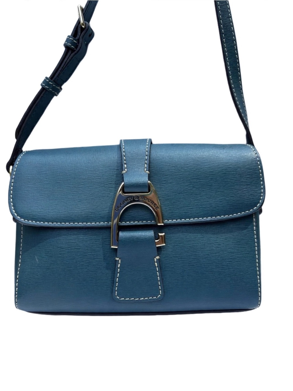 Dooney & Bourke Saffiano Small Crossbody Bag - Teal Blue - Red Interior